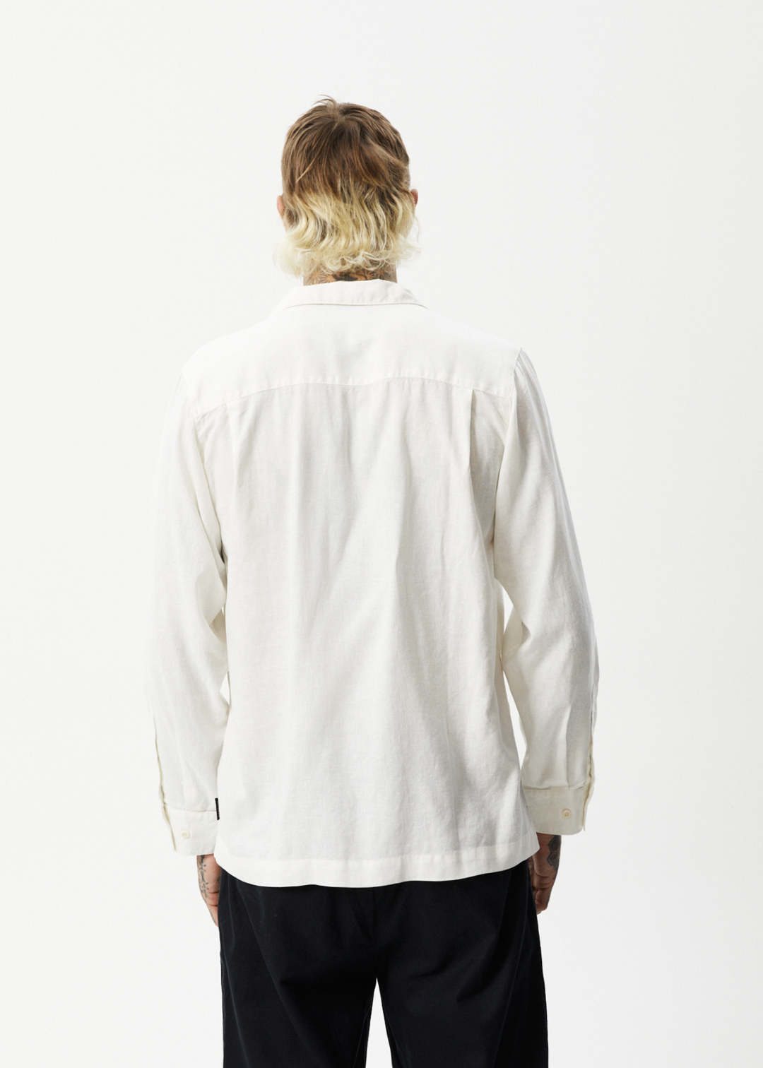 AFENDS Mens Critical - Cuban Long Sleeve Shirt - White 