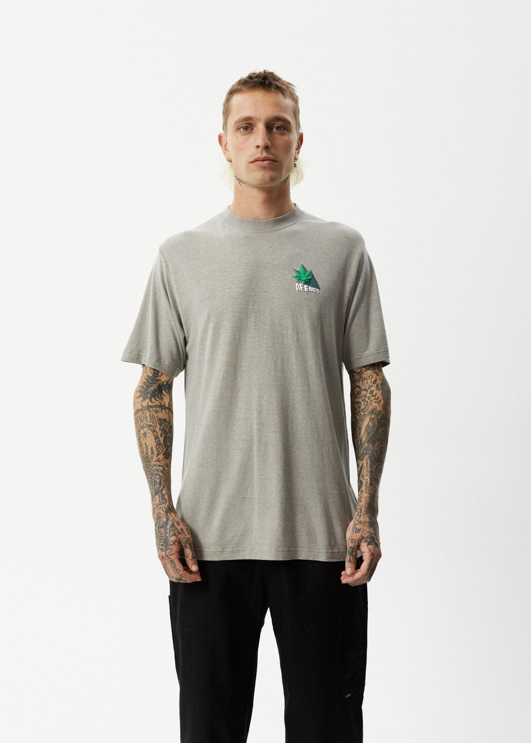 AFENDS Mens Crops - Retro Logo T-Shirt - Olive 