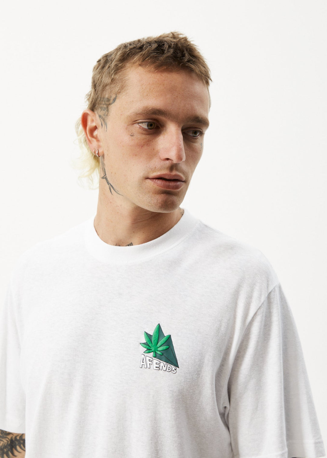 AFENDS Mens Crops - Retro Logo T-Shirt - White 