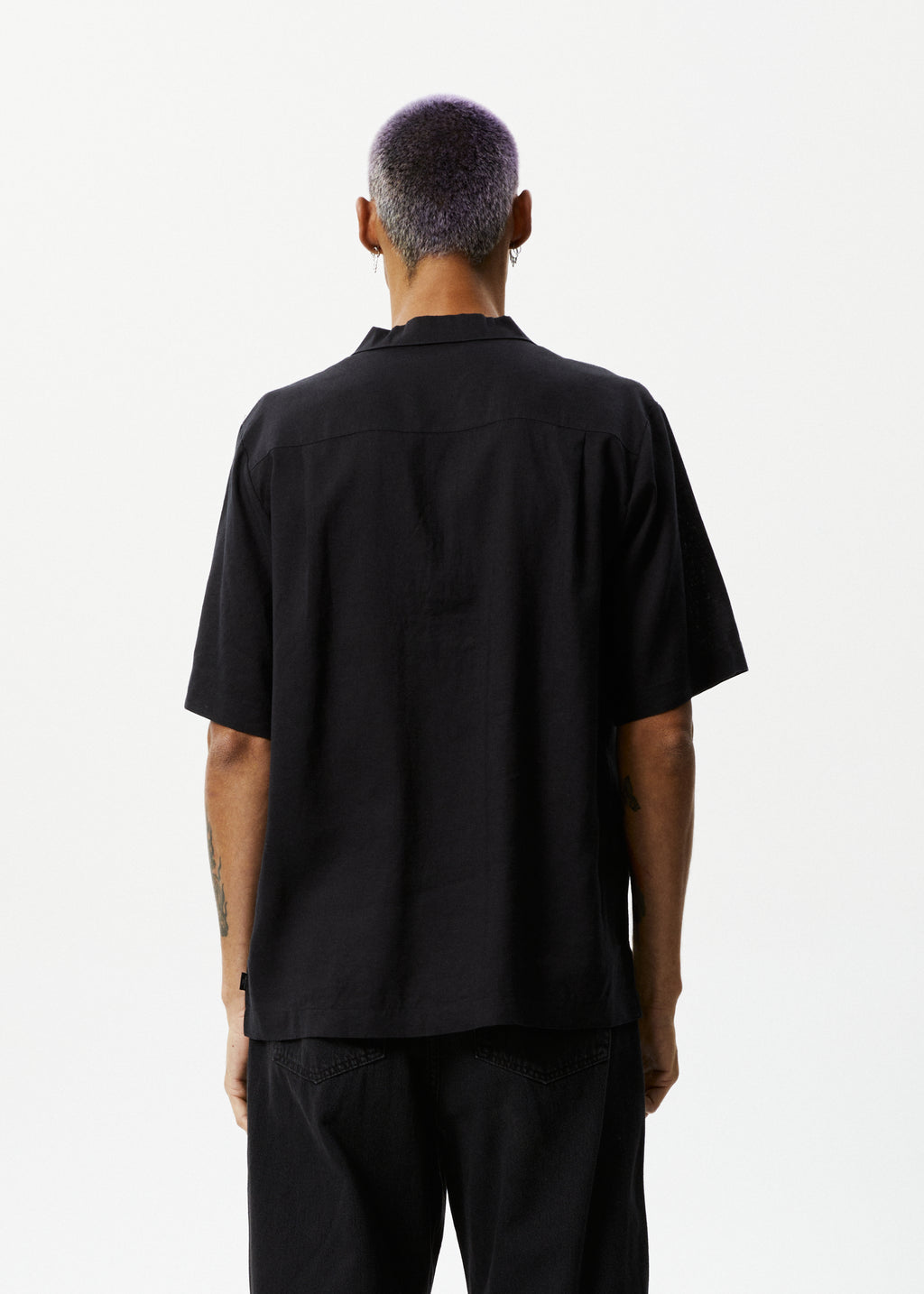 AFENDS Mens Daily - Cuban Short Sleeve Shirt - Black