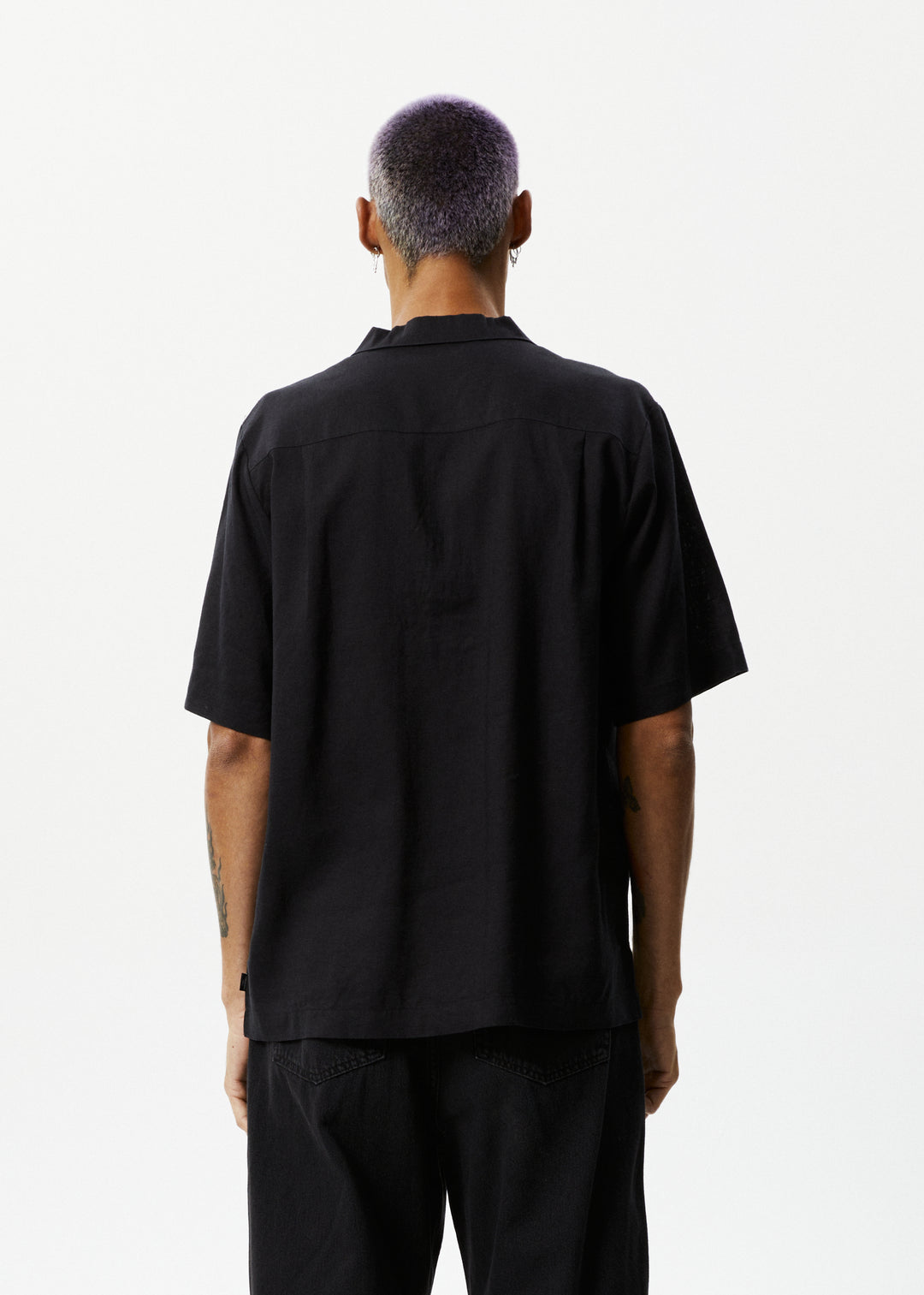 AFENDS Mens Daily - Cuban Shorts Sleeve Shirt - Black 