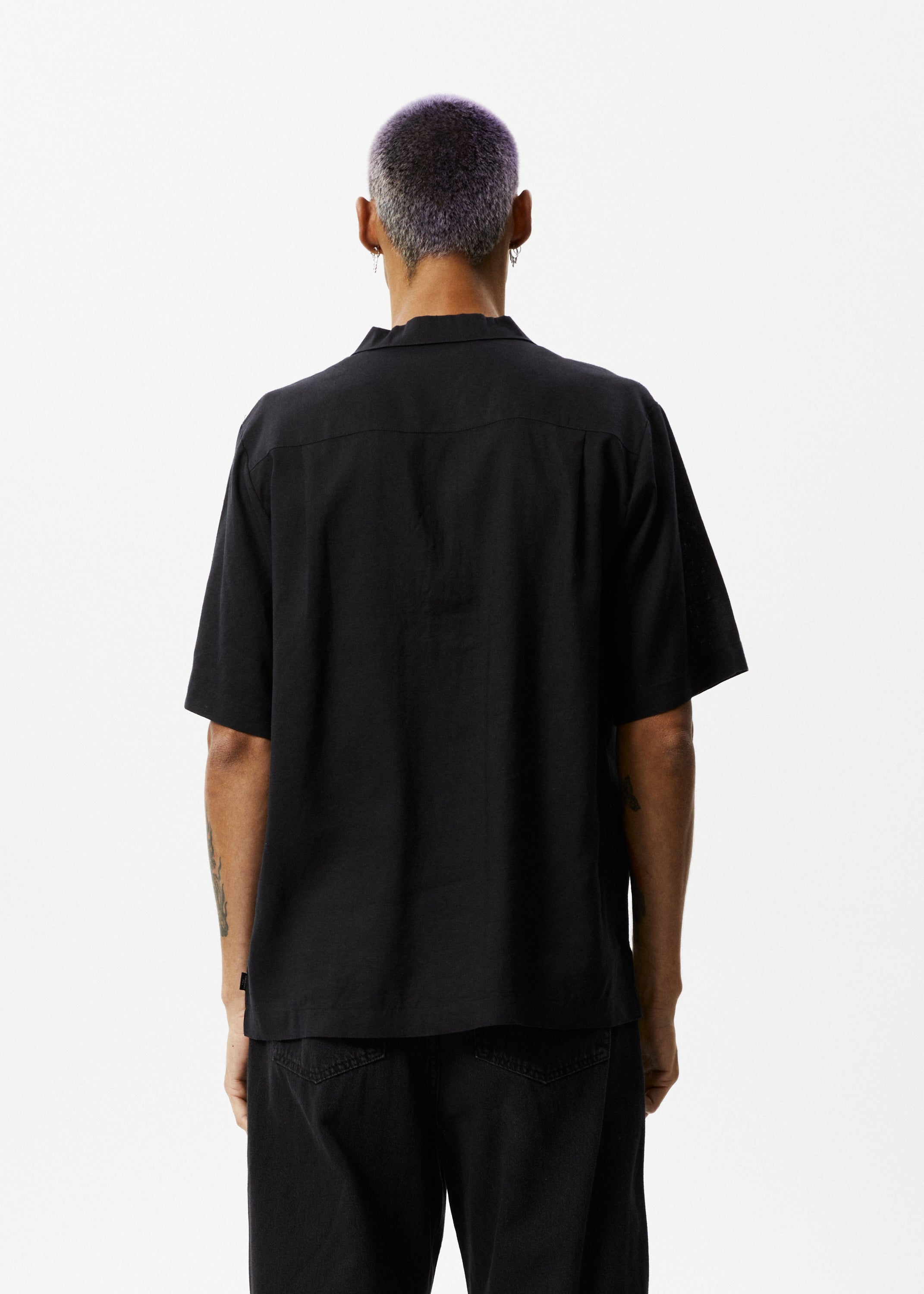 AFENDS Mens Daily - Cuban Short Sleeve Shirt - Black