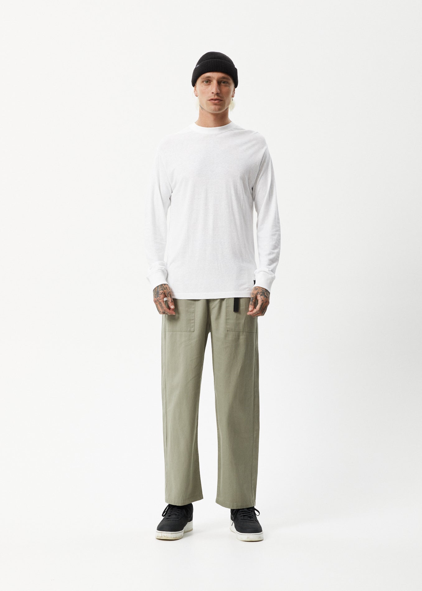 AFENDS Mens Essential - Long Sleeve Tee - White