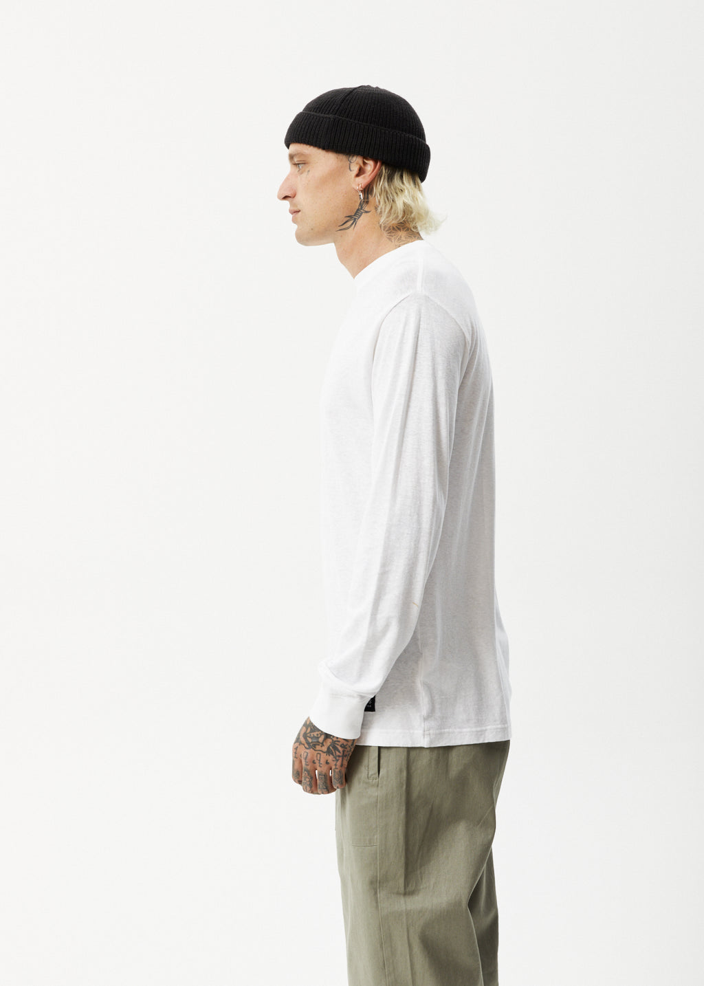 AFENDS Mens Essential - Long Sleeve Tee - White