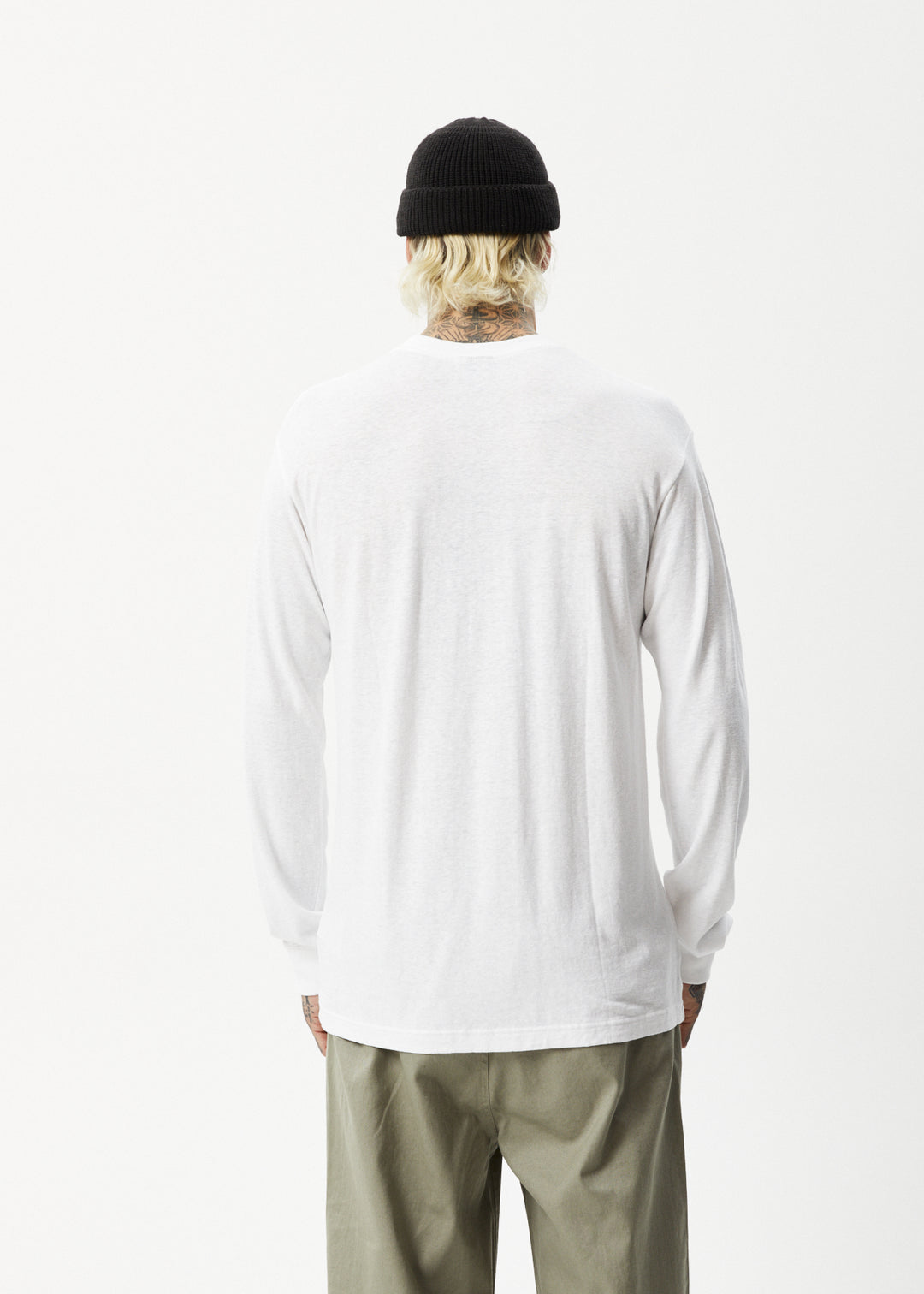 AFENDS Mens Essential - Long Sleeve Tee - White 