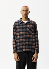 Afends Mens Flowerbed - Check Flannel Long Sleeve Shirt - Black - Afends mens flowerbed   check flannel long sleeve shirt   black 