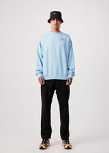 Afends Mens Flowers - Recycled Crew Neck Jumper - Sky Blue - Afends mens flowers   recycled crew neck jumper   sky blue 