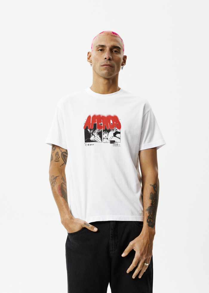 Afends Mens Future - Slim Fit Graphic T-Shirt - White 