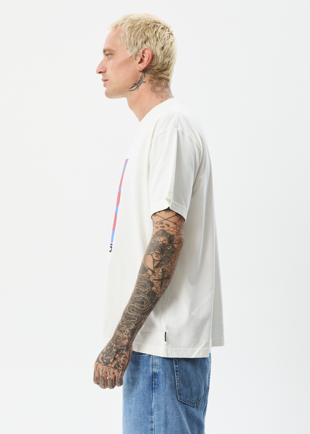 AFENDS Mens Holiday - Boxy Graphic T-Shirt - Off White 