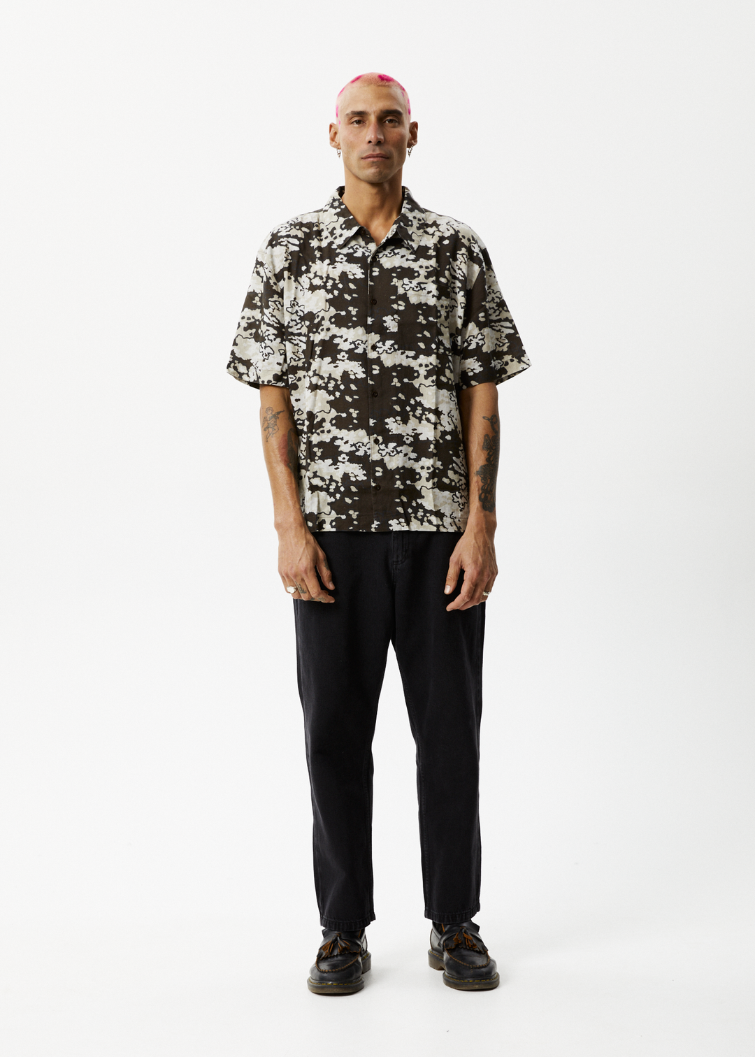 AFENDS Mens Jungle - Short Sleeve Shirt - Earth Camo 