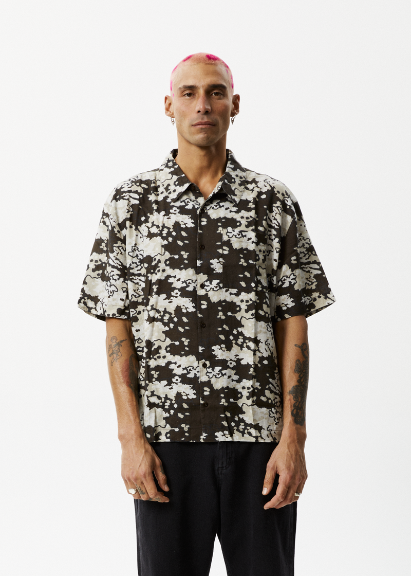 Afends Mens Jungle - Hemp Short Sleeve Shirt - Earth Camo