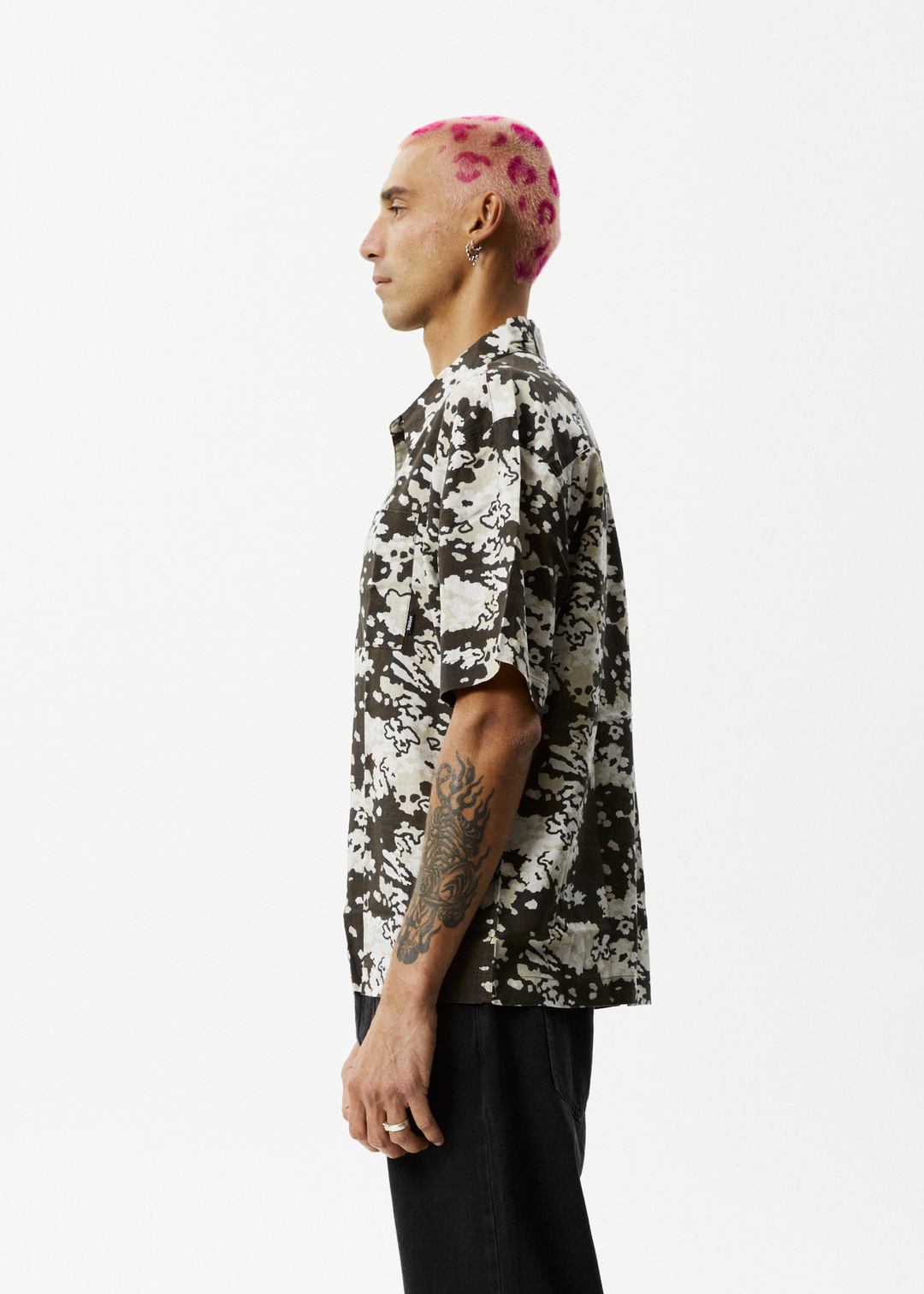 AFENDS Mens Jungle - Short Sleeve Shirt - Earth Camo 