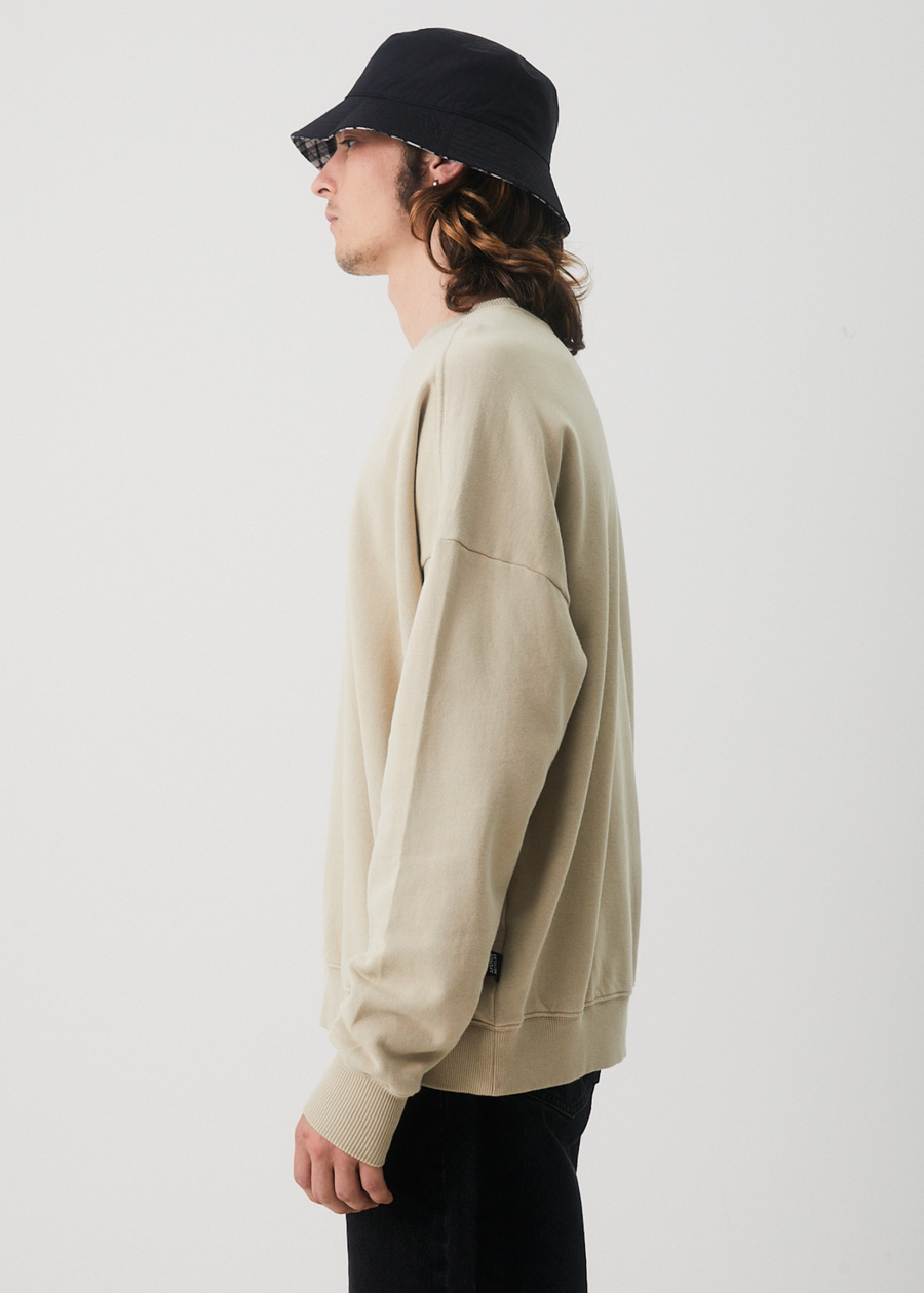 Luxury - Men's Recycled Crew Neck Jumper - Cement - Afends AU.