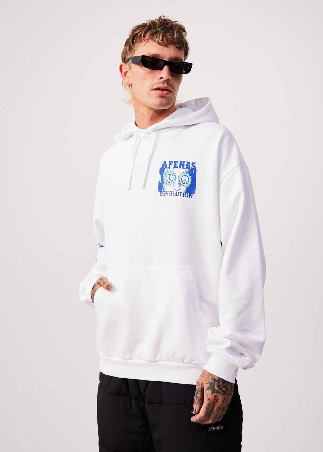 AFENDS Mens Utopia - Graphic Hoodie - White 