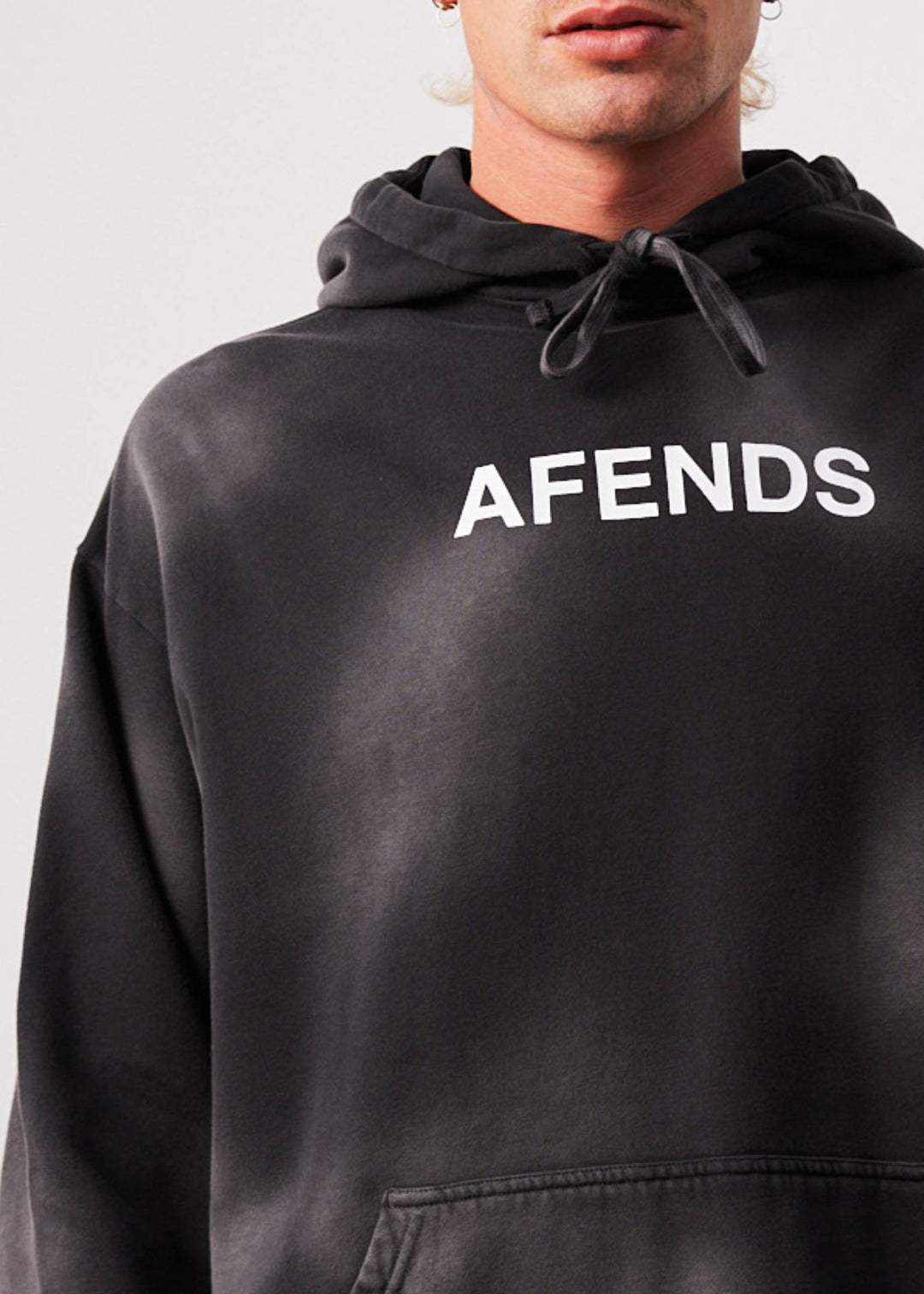 AFENDS Mens Millions - Hoodie - Worn Black 