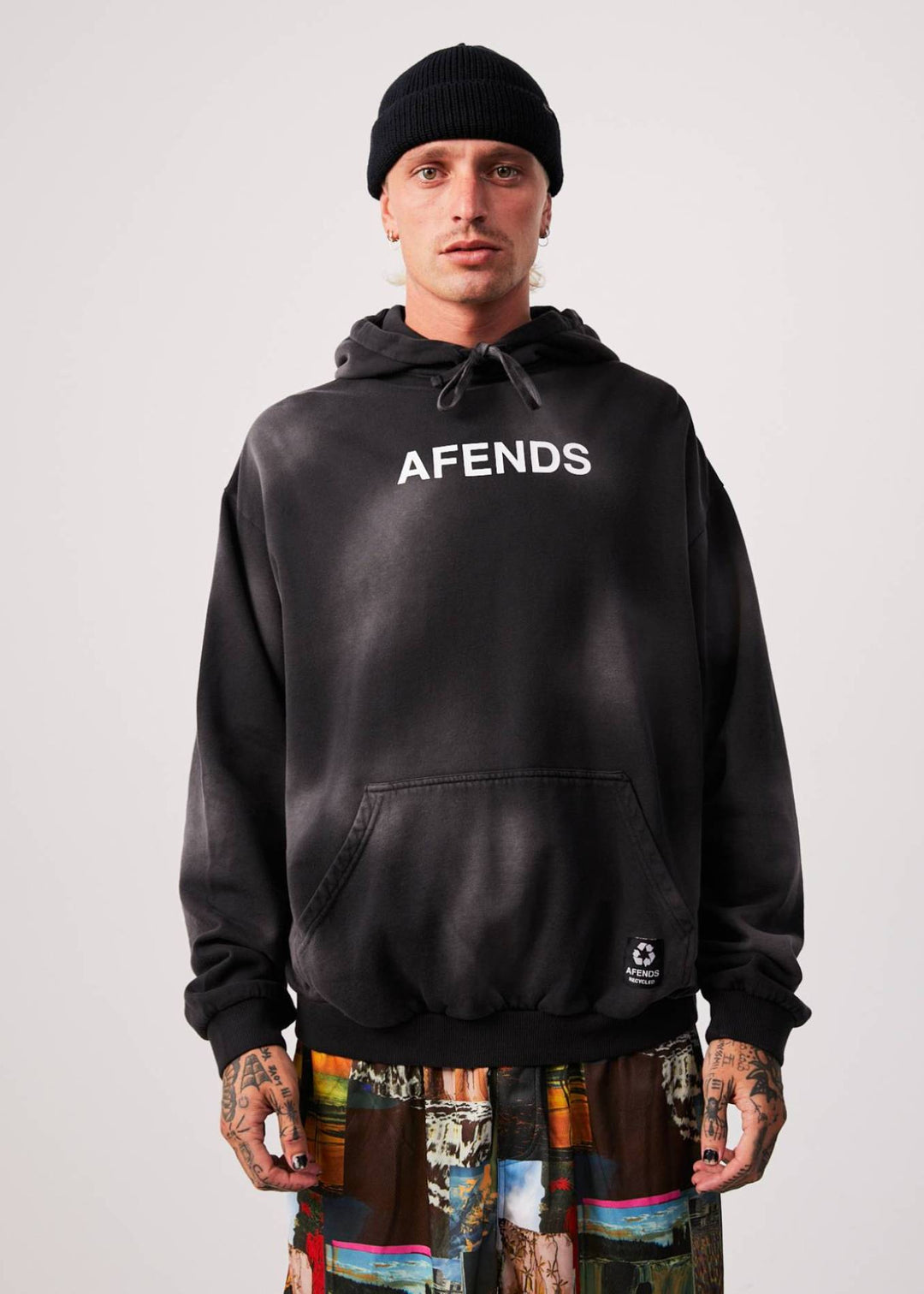 AFENDS Mens Millions - Hoodie - Worn Black 