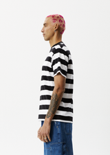 Afends Mens Needle - Recycled Retro Logo T-Shirt - Black Stripe - Afends mens needle   recycled retro logo t shirt   black stripe 