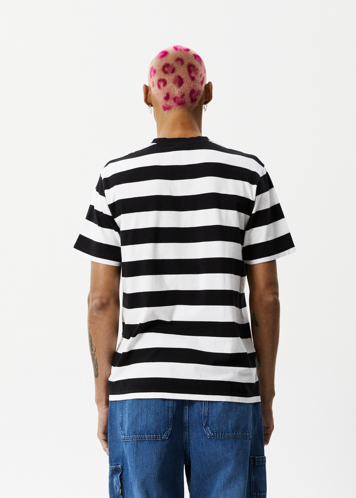 Afends Mens Needle - Recycled Retro Logo T-Shirt - Black Stripe 