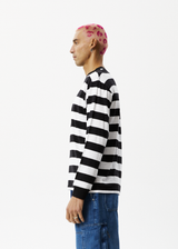 Afends Mens Needle - Recycled Striped Long Sleeve Logo T-Shirt - Black Stripe - Afends mens needle   recycled striped long sleeve logo t shirt   black stripe 