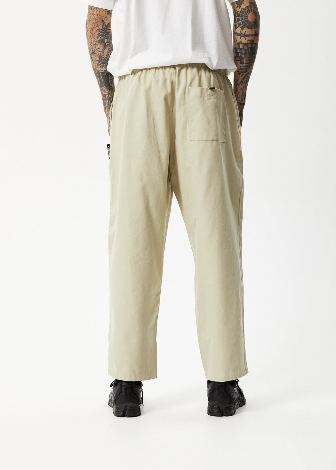 AFENDS Mens Ninety Eights - Elastic Waist Pants - Cement 