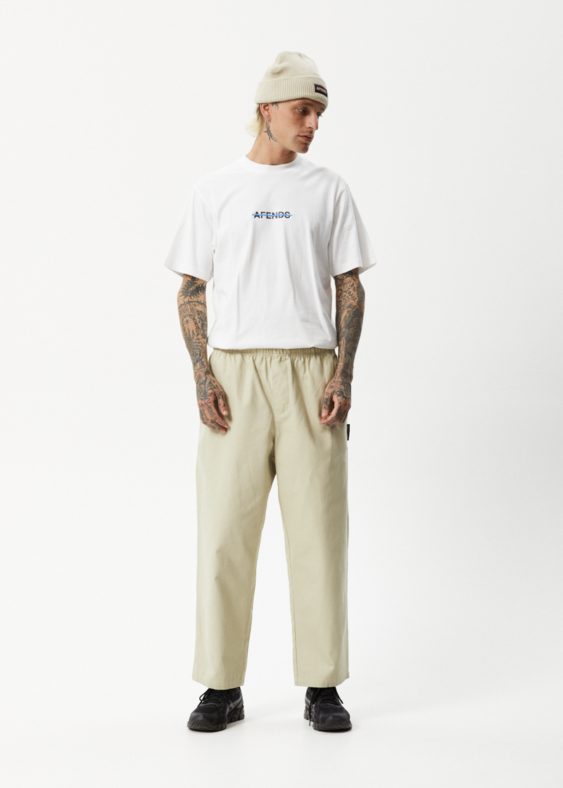 Afends Mens Ninety Eights - Elastic Waist Pants - Cement