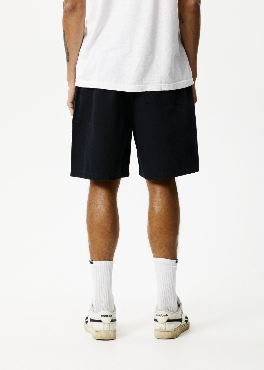 AFENDS Mens Ninety Eights - Baggy Elastic Waist Short - Black