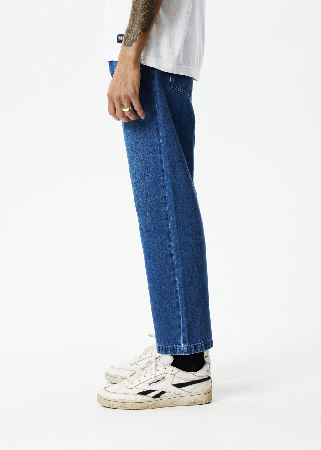 AFENDS Mens Ninety Twos - Denim Relaxed Jean - Authentic Blue