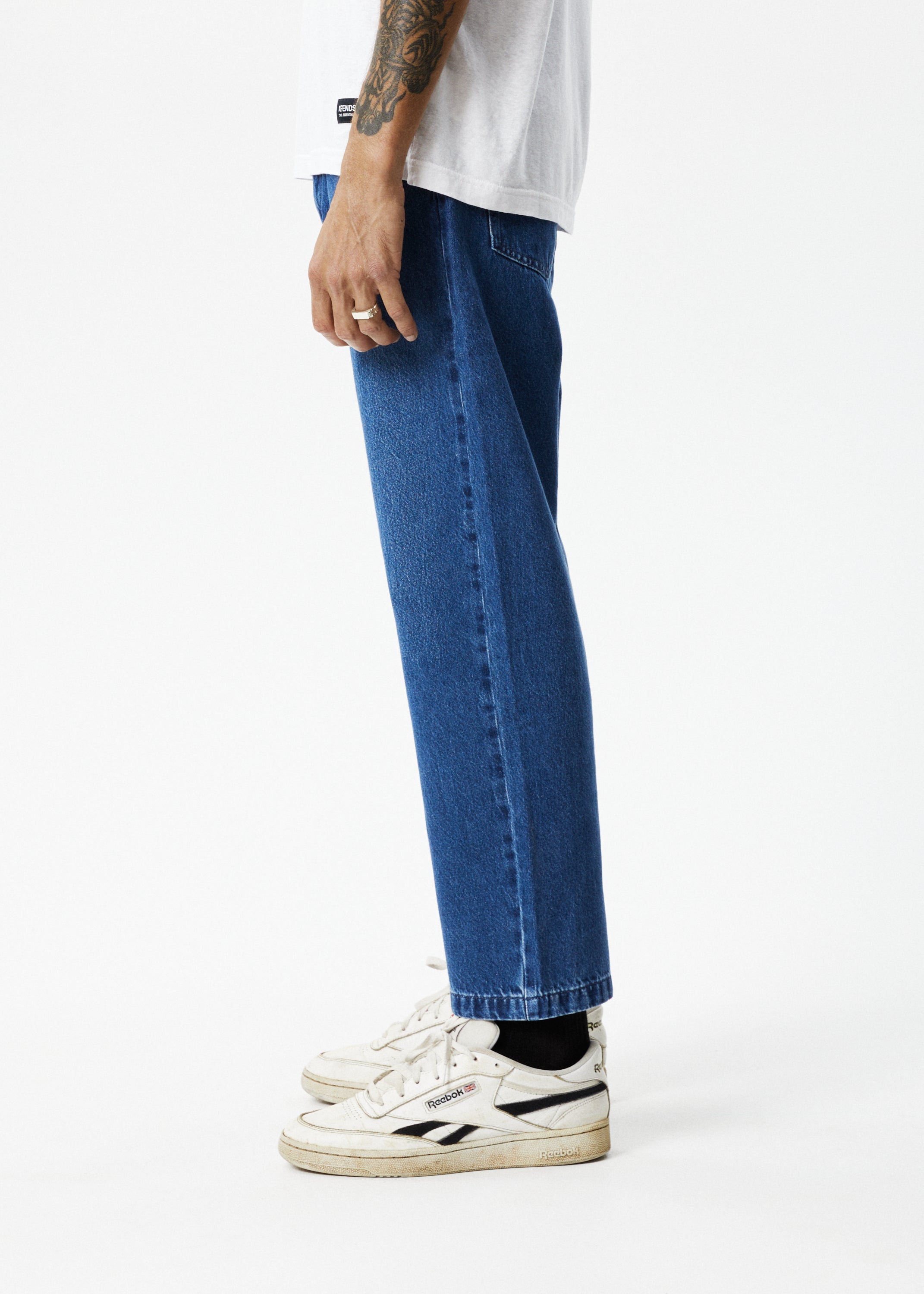 AFENDS Mens Ninety Twos - Denim Relaxed Jean - Authentic Blue