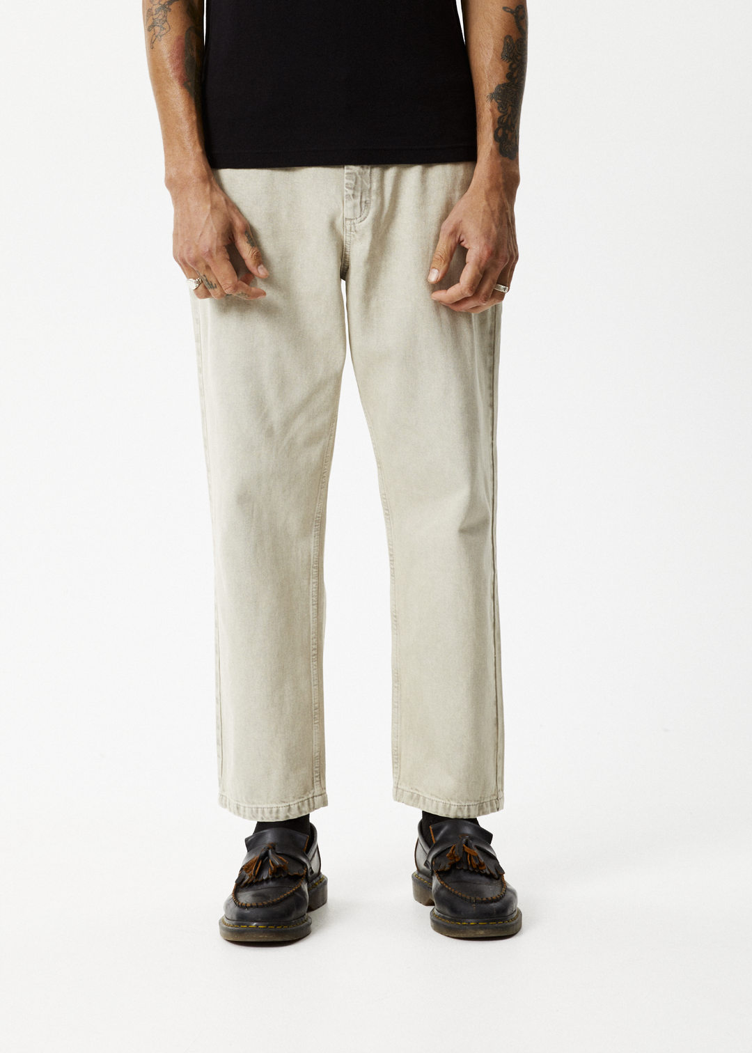 AFENDS Mens Ninety Twos - Denim Relaxed Jeans - Faded Cement 