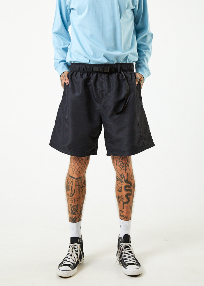 Afends Mens Escape - Recycled Elastic Waist Spray Shorts - Charcoal 