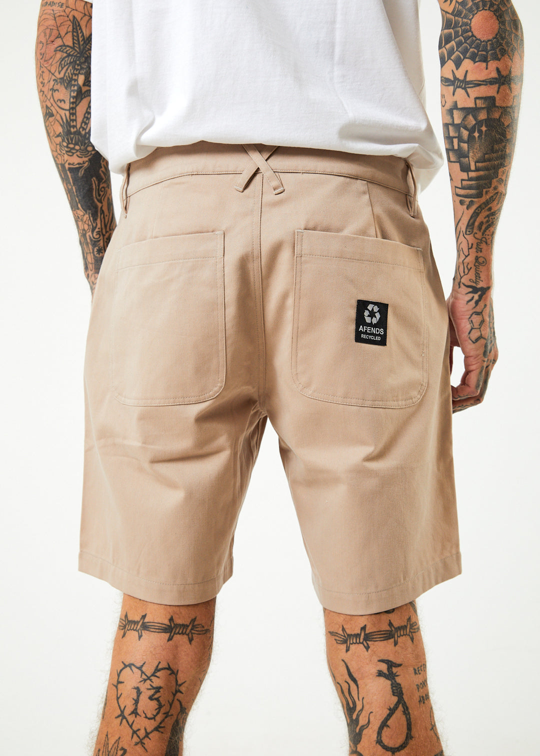 AFENDS Mens Ninety Twos - Chino Shorts - Bone 