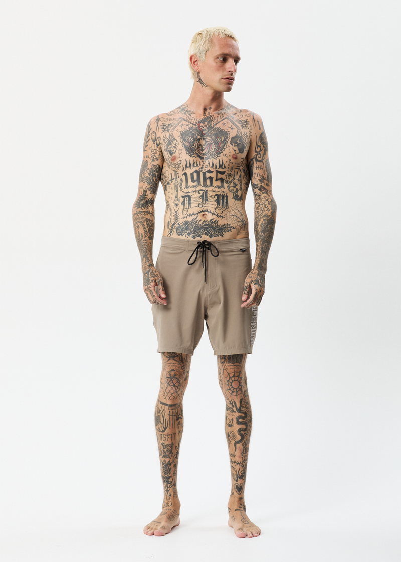 Afends Mens Outline - Recycled Fixed Waist Boardshorts - Beechwood