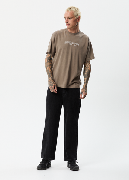 Afends Mens Outline - Recycled Boxy T-Shirt - Beechwood - Afends AU.