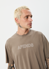 Afends Mens Outline - Recycled Boxy T-Shirt - Beechwood - Afends mens outline   recycled boxy t shirt   beechwood 
