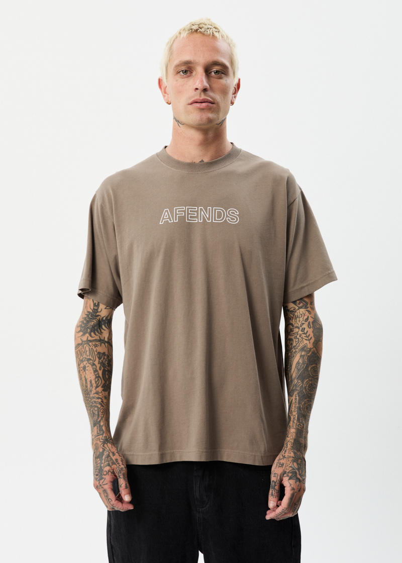 Afends Mens Outline - Recycled Boxy T-Shirt - Beechwood