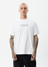 Afends Mens Outline - Recycled Boxy T-Shirt - White - Afends mens outline   recycled boxy t shirt   white 