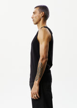 Afends Mens Paramount - Recycled Rib Singlet - Black - Afends mens paramount   recycled rib singlet   black 