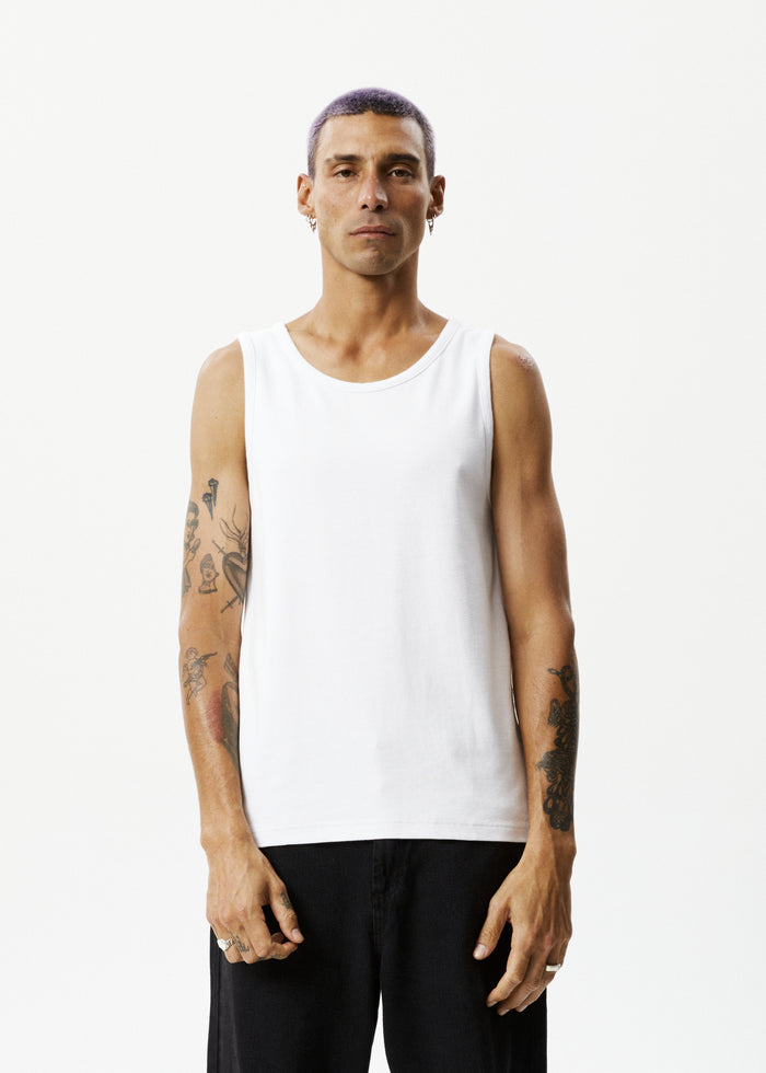 Afends Mens Paramount - Recycled Rib Singlet - White 