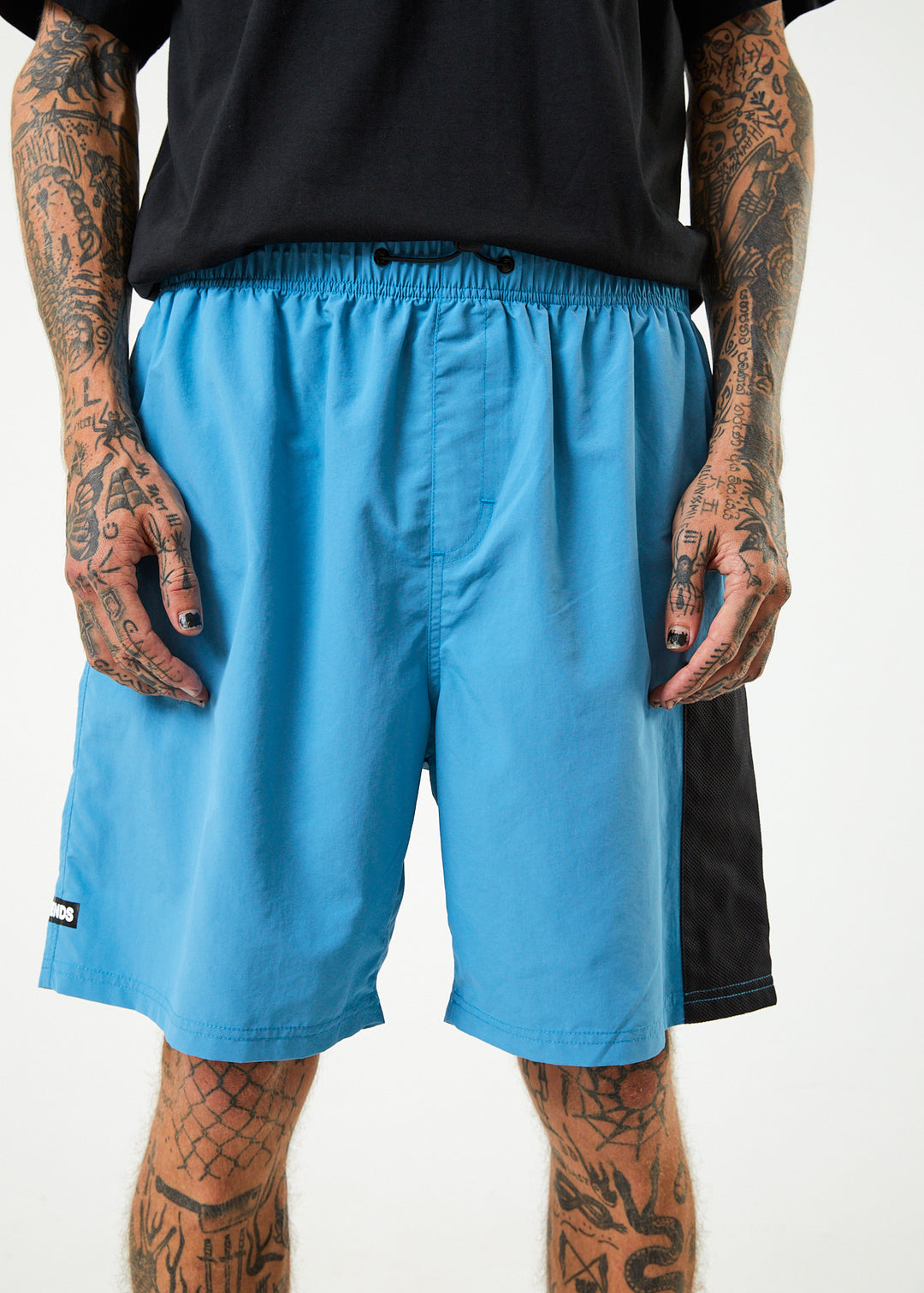 AFENDS Mens Polar - Elastic Waist Spray Shorts - Dark Teal 