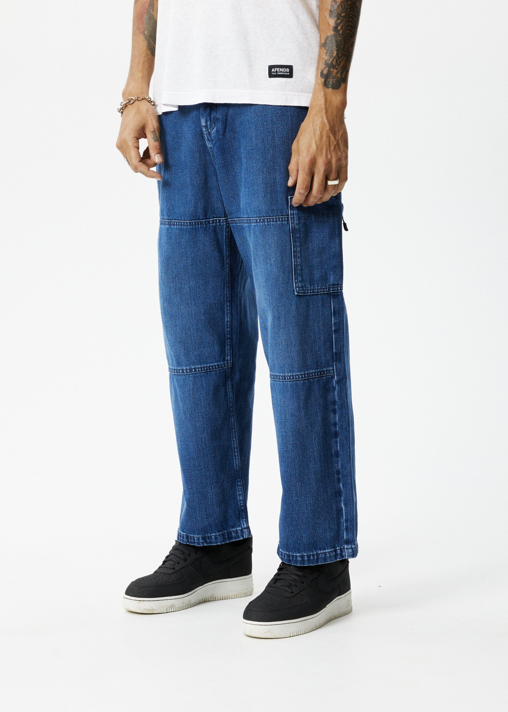 AFENDS Mens Richmond - Denim Workwear Jean - Authentic Blue