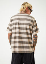 Afends Mens Sideline - Recycled Retro Striped T-Shirt - Beechwood - Afends mens sideline   recycled retro striped t shirt   beechwood 