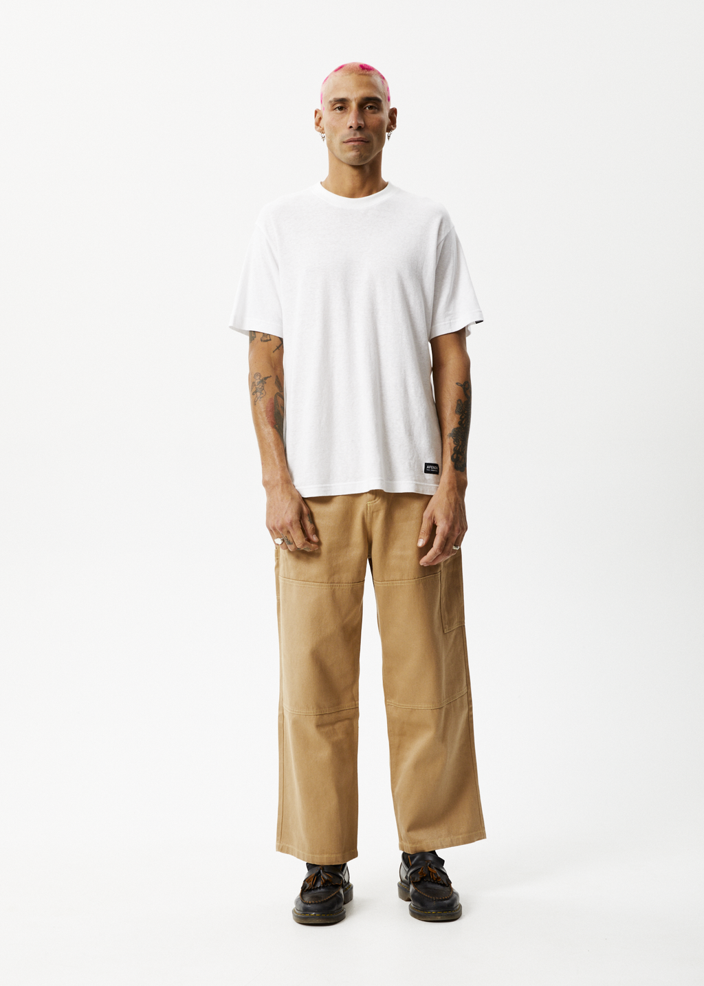 AFENDS Mens Sleepy Hollow Richmond - Twill Baggy Workwear Pant - Tan