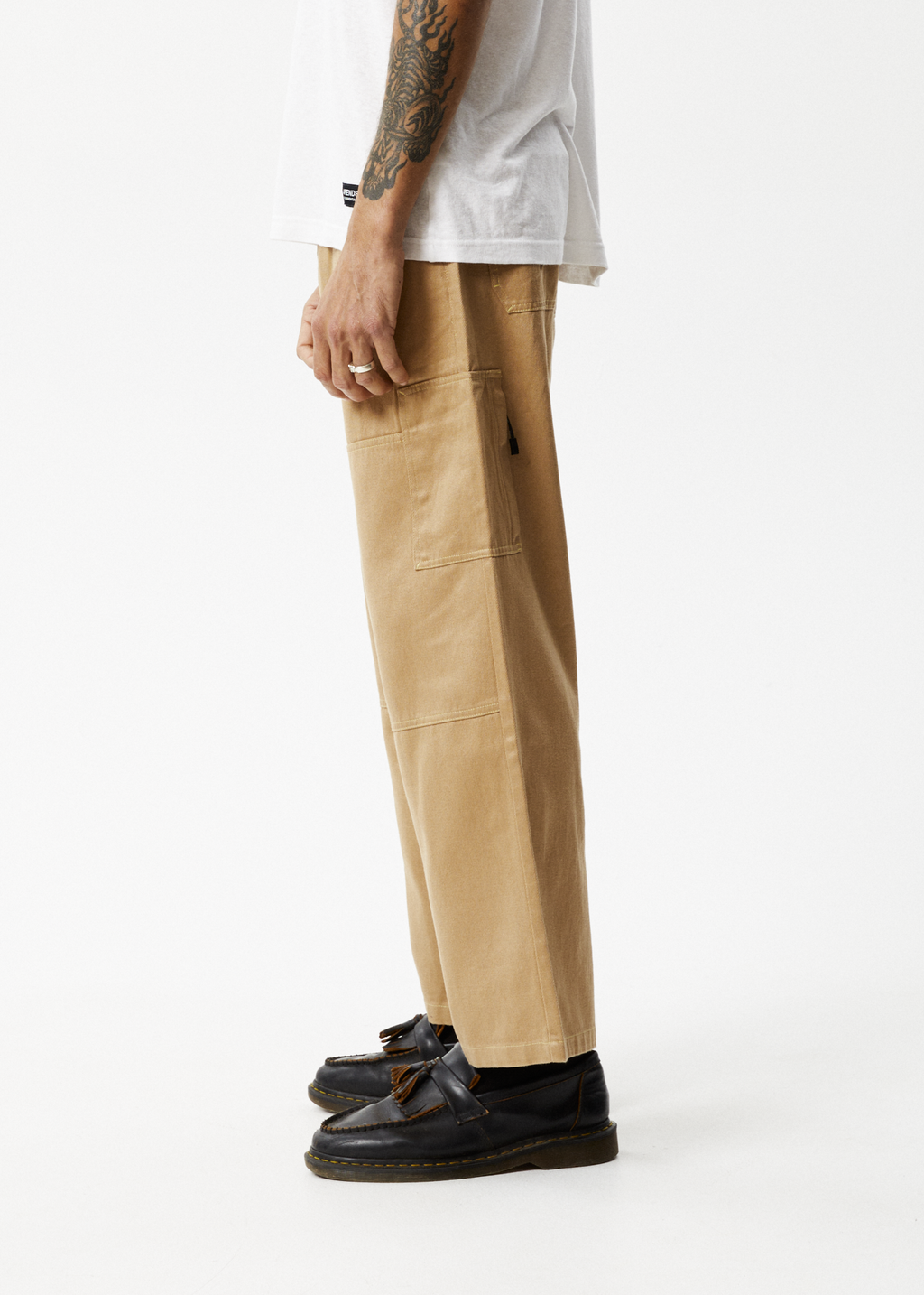 AFENDS Mens Sleepy Hollow Richmond - Twill Baggy Workwear Pant - Tan