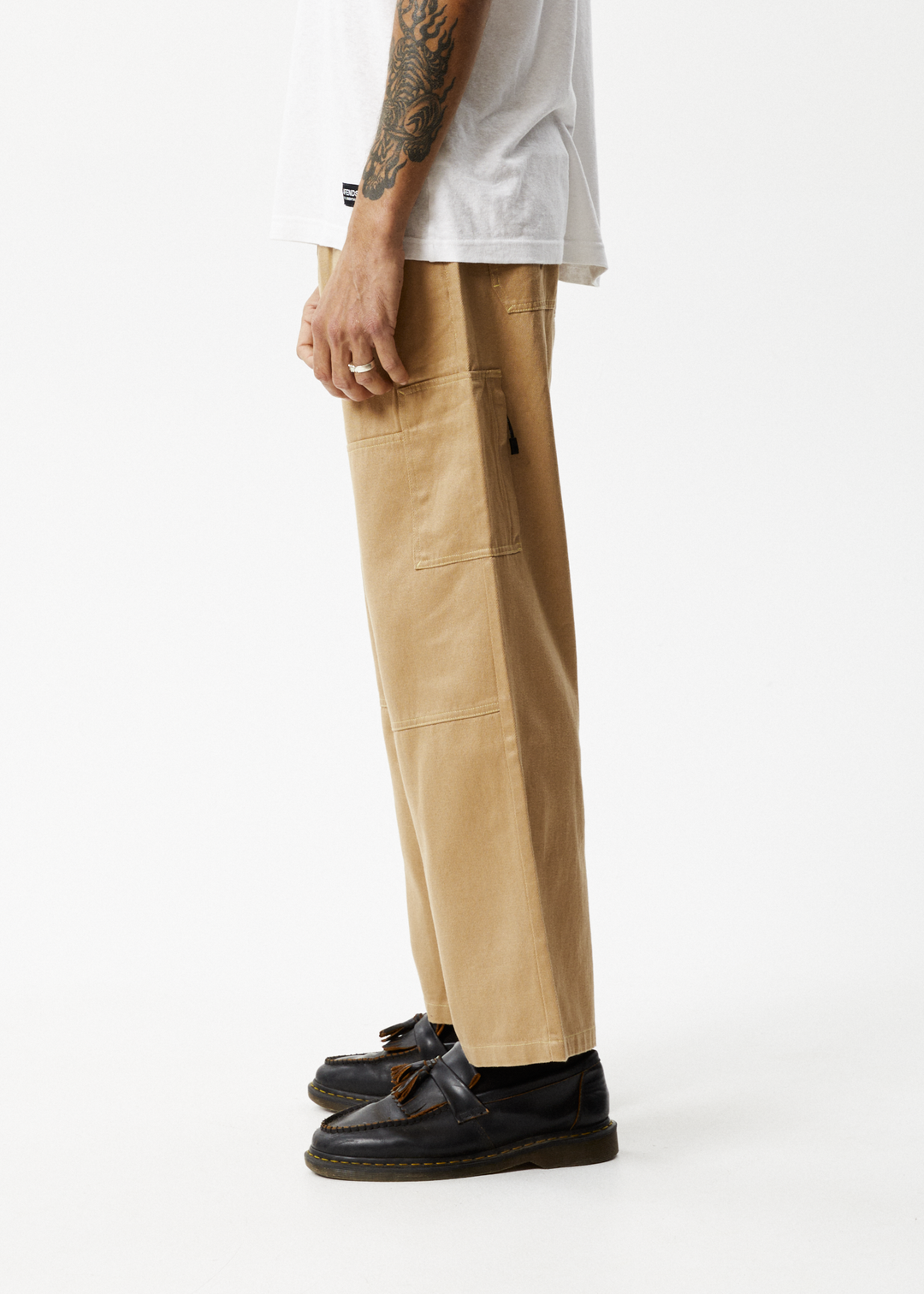 AFENDS Mens Sleepy Hollow Richmond - Twill Baggy Carpenter Pants - Tan 