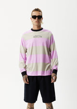 Afends Mens Space - Striped Long Sleeve Logo T-Shirt - Candy Stripe - Afends mens space   striped long sleeve logo t shirt   candy stripe 