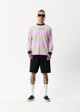 Afends Mens Space - Striped Long Sleeve Logo T-Shirt - Candy Stripe - Afends mens space   striped long sleeve logo t shirt   candy stripe 