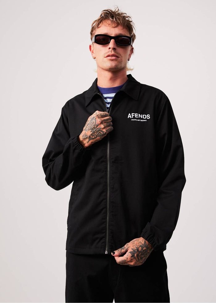 Afends Mens Spaced - Recycled Coach Jacket - Black 