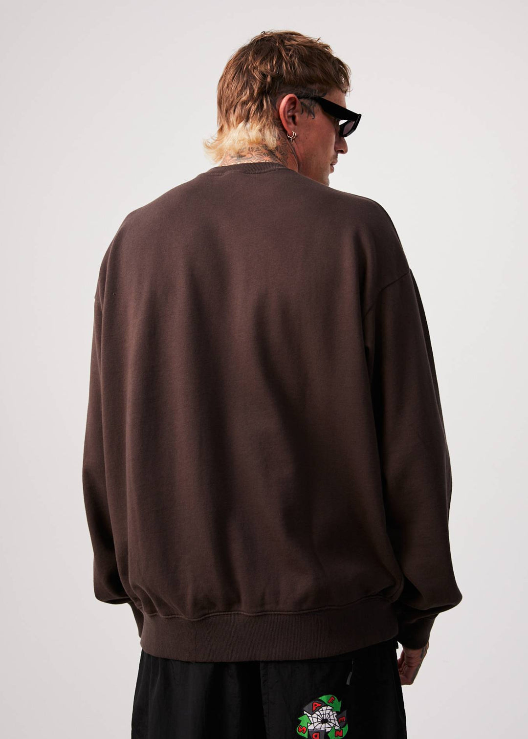 AFENDS Mens Spaced - Crew Neck Jumper - Coffee 