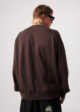 Afends Mens Spaced - Recycled Crew Neck Jumper - Coffee - Afends mens spaced   recycled crew neck jumper   coffee 