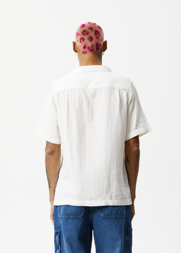 Afends Mens Stratosphere - Organic Cuban Short Sleeve Shirt - Off White 